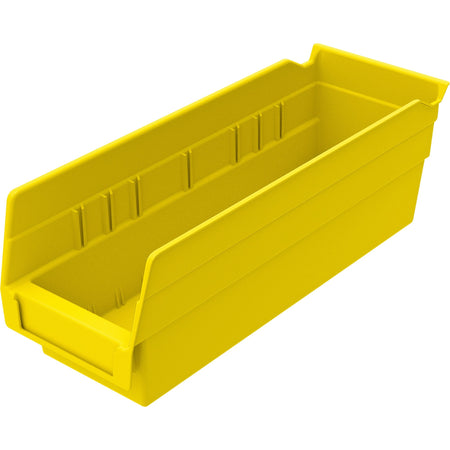 Akro-Mils Economical Storage Shelf Bins - 4" Height x 4.10" Width x 11.60" Depth - Water Proof, Label Holder, Durable, Stain Resistant, Grease Resistant, Oil Resistant - Yellow - Polymer - 1 Each