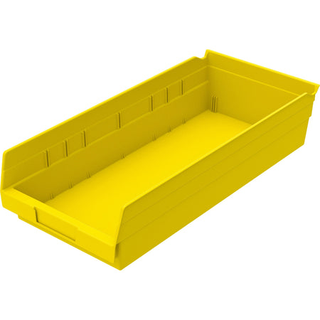 Akro-Mils Economical Storage Shelf Bins - 4" Height x 8.40" Width x 17.90" Depth - Water Proof, Label Holder, Corrugated, Durable, Grease Resistant, Oil Resistant - Yellow - Polymer - 1 Each