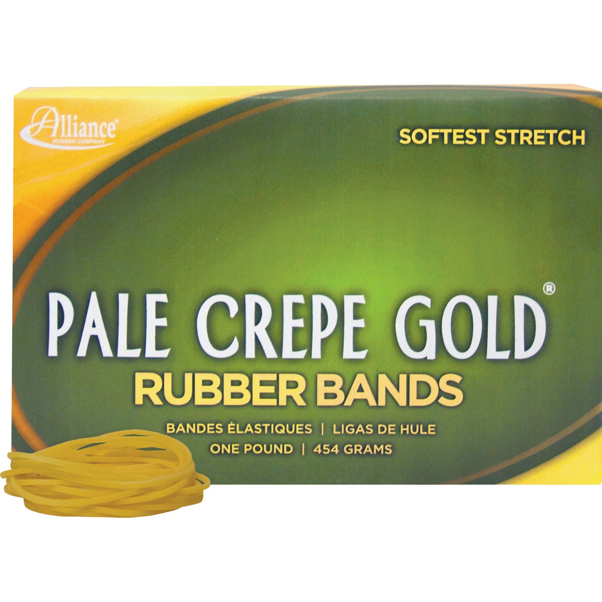 Alliance Rubber Pale Crepe Gold Rubber Bands - Size: #16 - 2.5" Length x 0.1" Width - Stretchable, Durable, Reusable - Golden Crepe - 2675 / Box