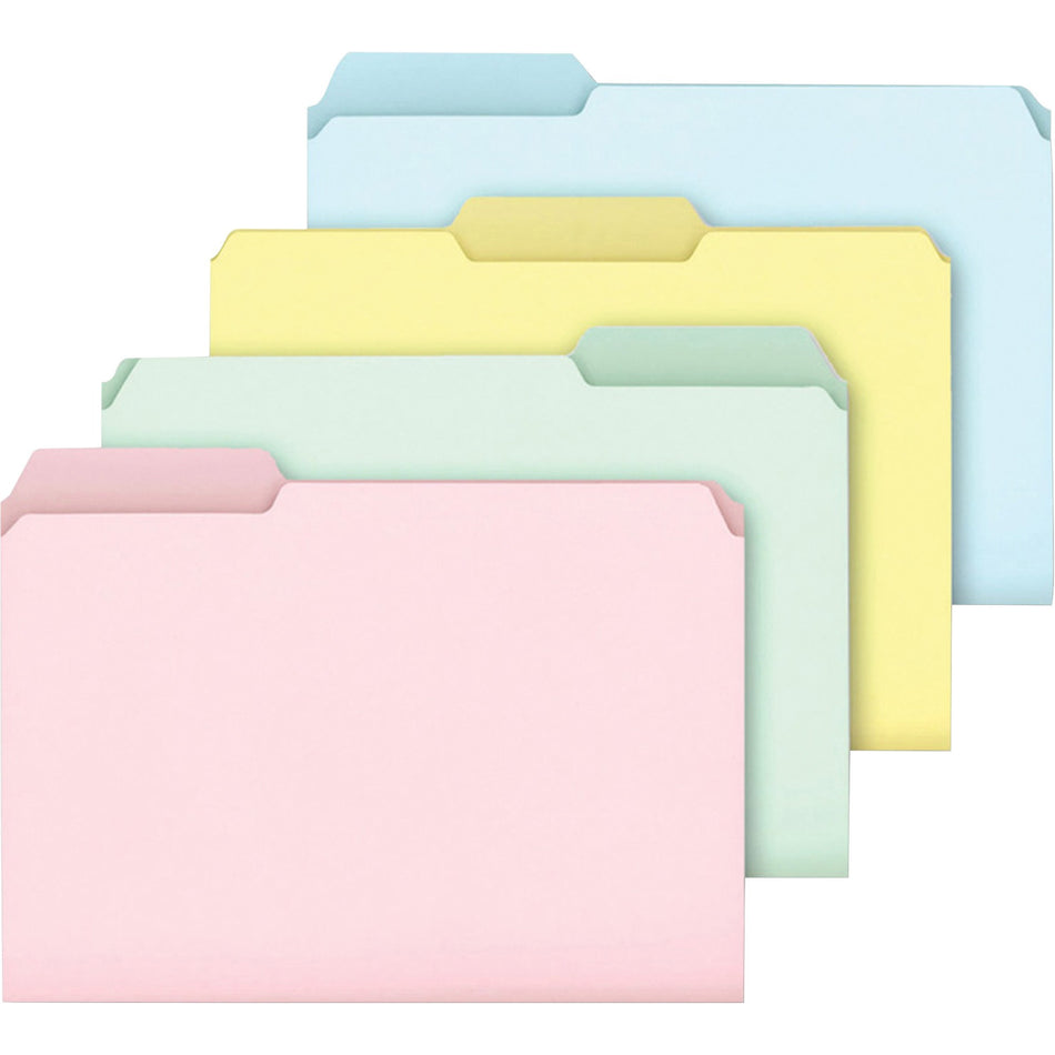 Pendaflex 1/3 Tab Cut Letter Recycled Top Tab File Folder - 8 1/2" x 11" - 11 pt. - Assorted - 10% Recycled - 100 / Box
