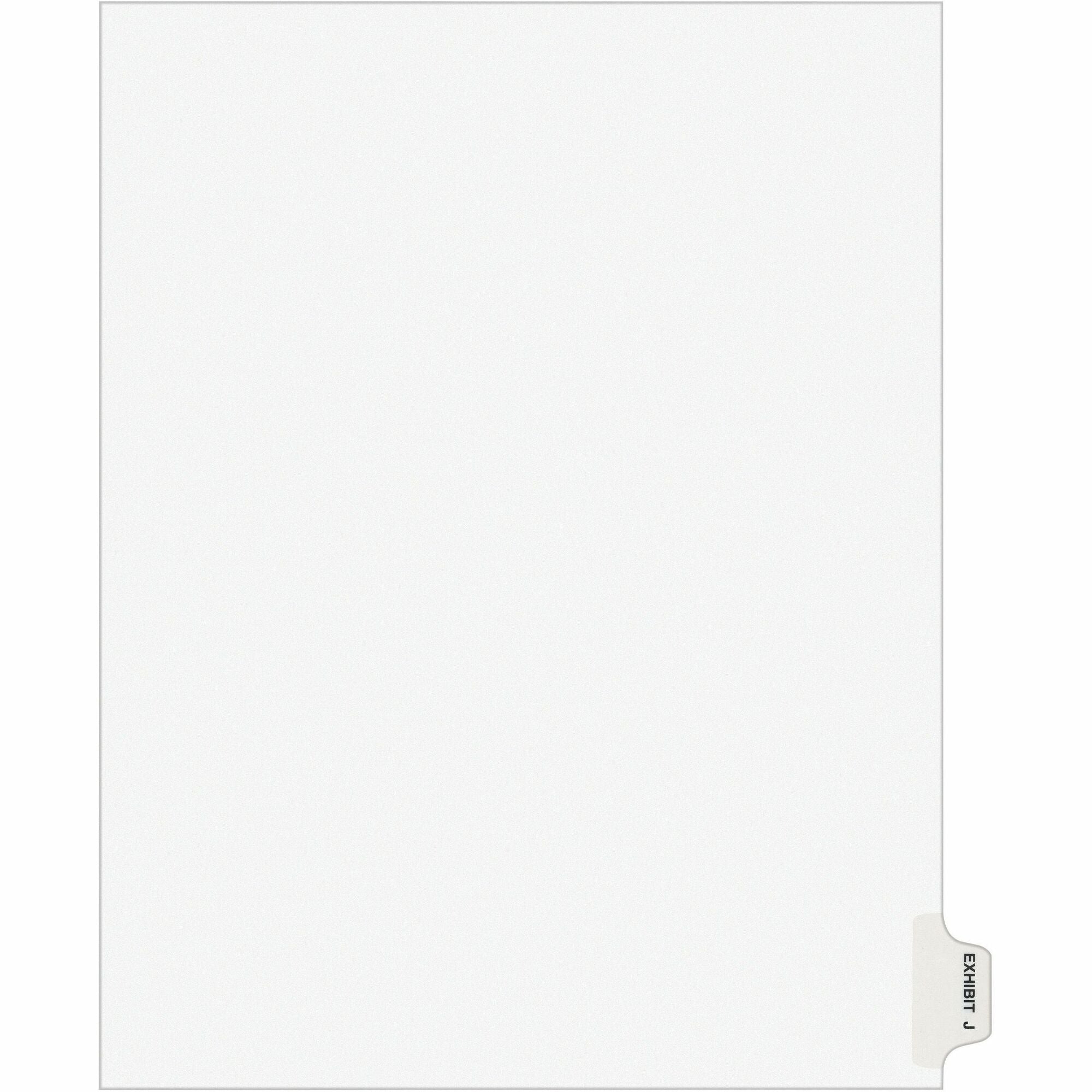 Avery® Individual Legal Exhibit Dividers - Avery Style - 1 Printed Tab(s) - Character - J - 8.5" Divider Width x 11" Divider Length - Letter - White Paper Divider - Paper Tab(s) - 20% Recycled - Reinforced Tab, Rip Proof, Unpunched - 25 / Pack