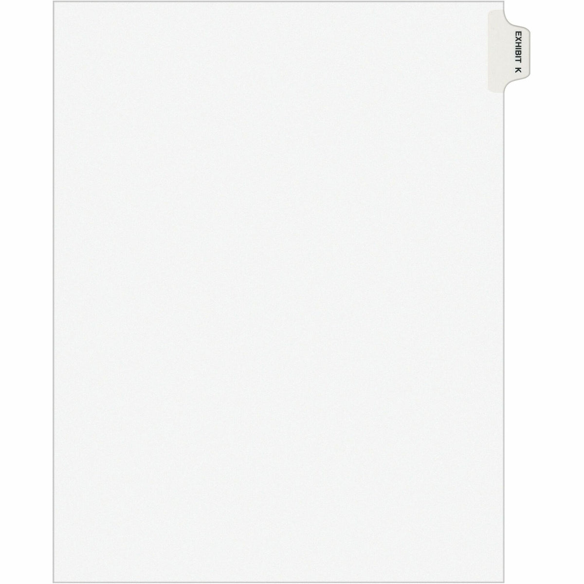 Avery® Individual Legal Exhibit Dividers - Avery Style - 1 Printed Tab(s) - Character - K - 8.5" Divider Width x 11" Divider Length - Letter - White Paper Divider - Paper Tab(s) - 20% Recycled - Reinforced Tab, Rip Proof, Unpunched - 25 / Pack