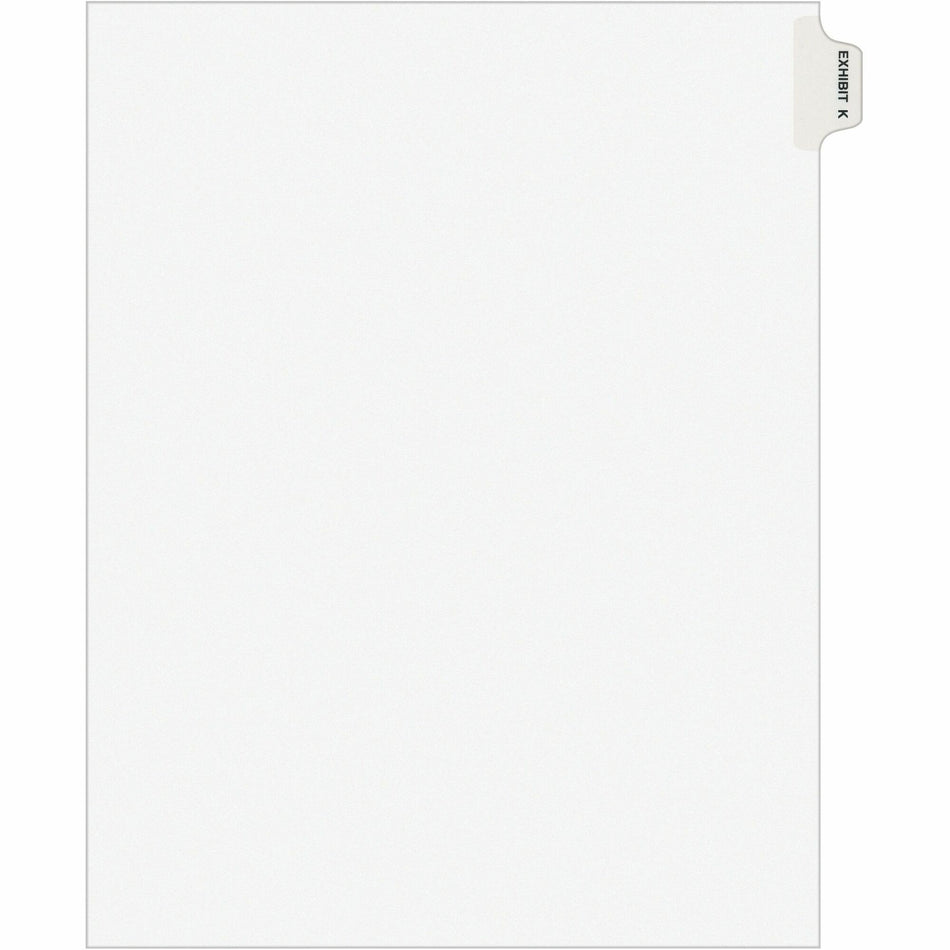Avery® Individual Legal Exhibit Dividers - Avery Style - 1 Printed Tab(s) - Character - K - 8.5" Divider Width x 11" Divider Length - Letter - White Paper Divider - Paper Tab(s) - 20% Recycled - Reinforced Tab, Rip Proof, Unpunched - 25 / Pack