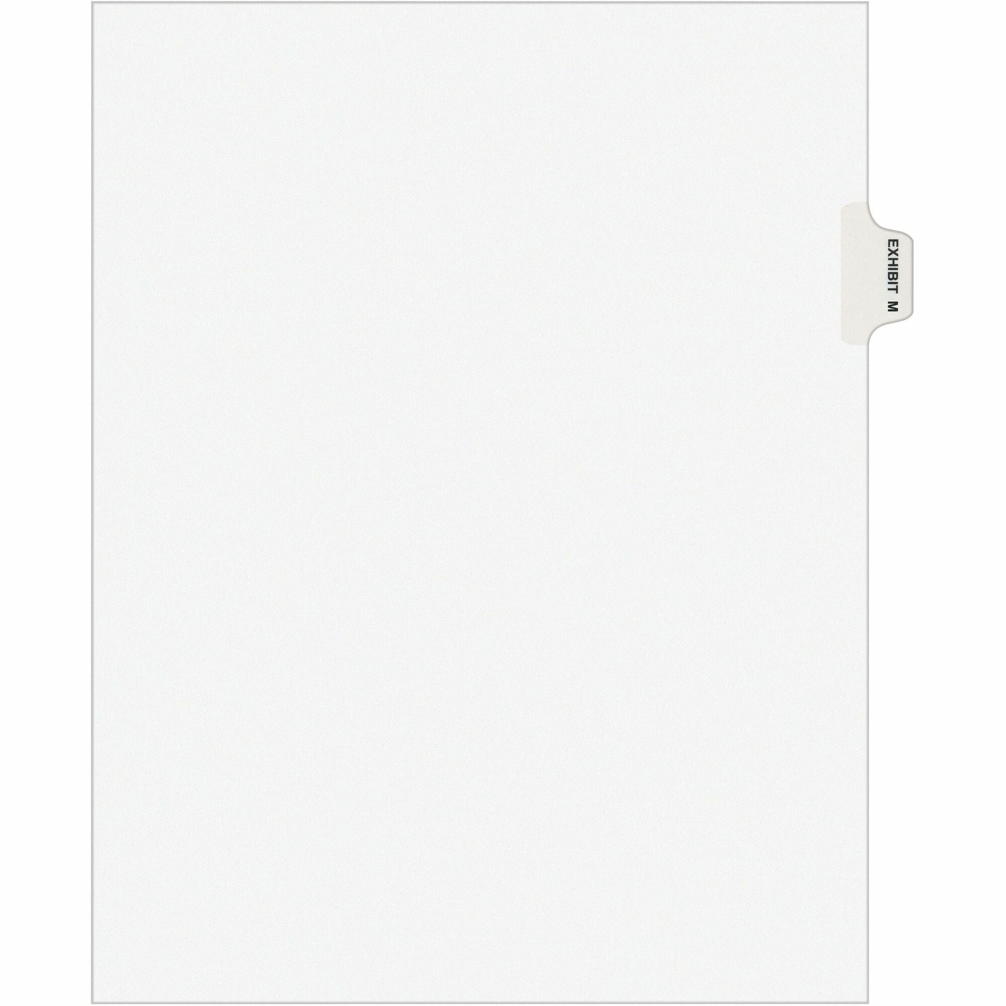 Avery® Individual Legal Exhibit Dividers - Avery Style - 1 Printed Tab(s) - Character - M - 8.5" Divider Width x 11" Divider Length - Letter - White Paper Divider - Paper Tab(s) - 20% Recycled - Reinforced Tab, Rip Proof, Unpunched - 25 / Pack