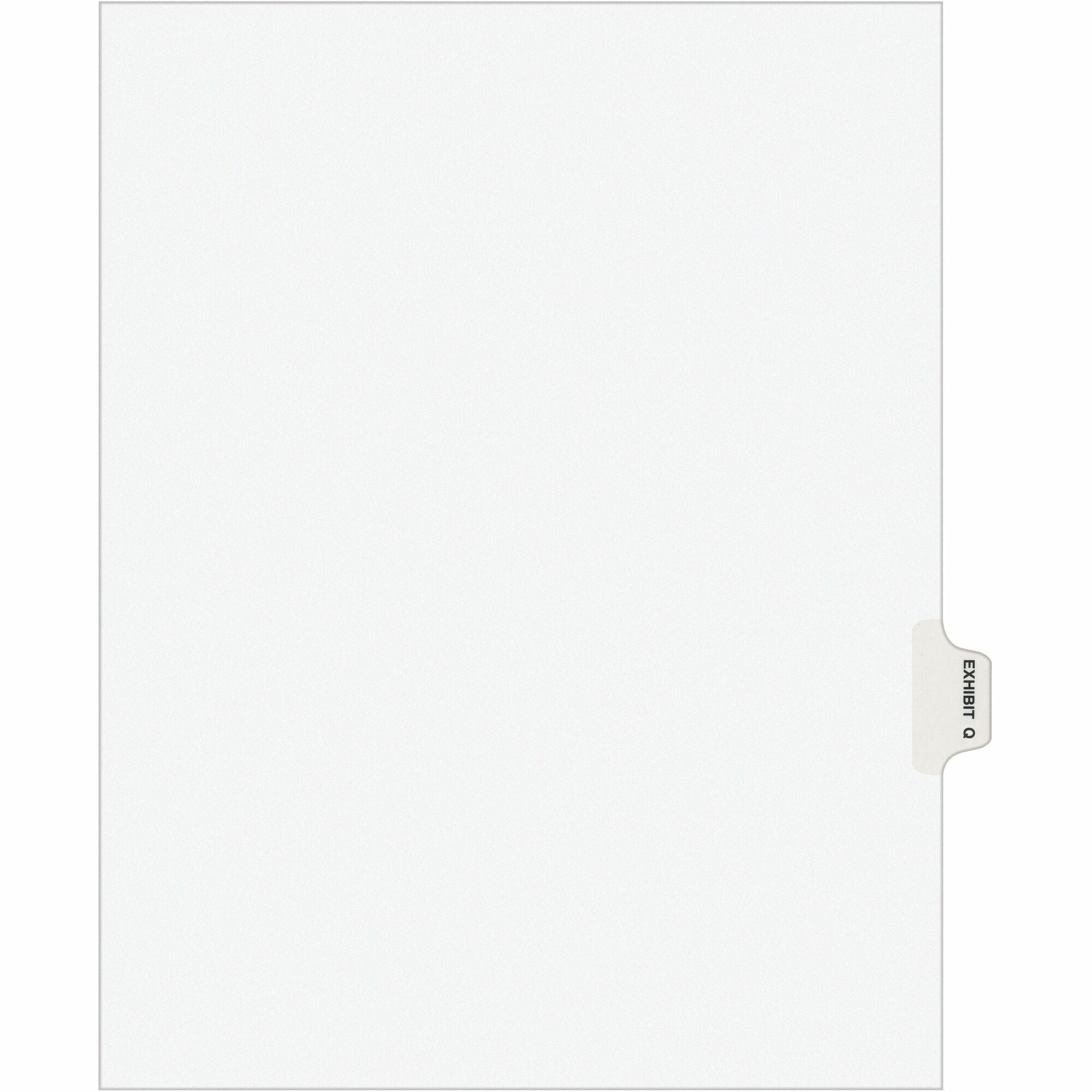 Avery® Individual Legal Exhibit Dividers - Avery Style - 1 Printed Tab(s) - Character - Q - 8.5" Divider Width x 11" Divider Length - Letter - White Paper Divider - Paper Tab(s) - 20% Recycled - Reinforced Tab, Rip Proof, Unpunched - 25 / Pack