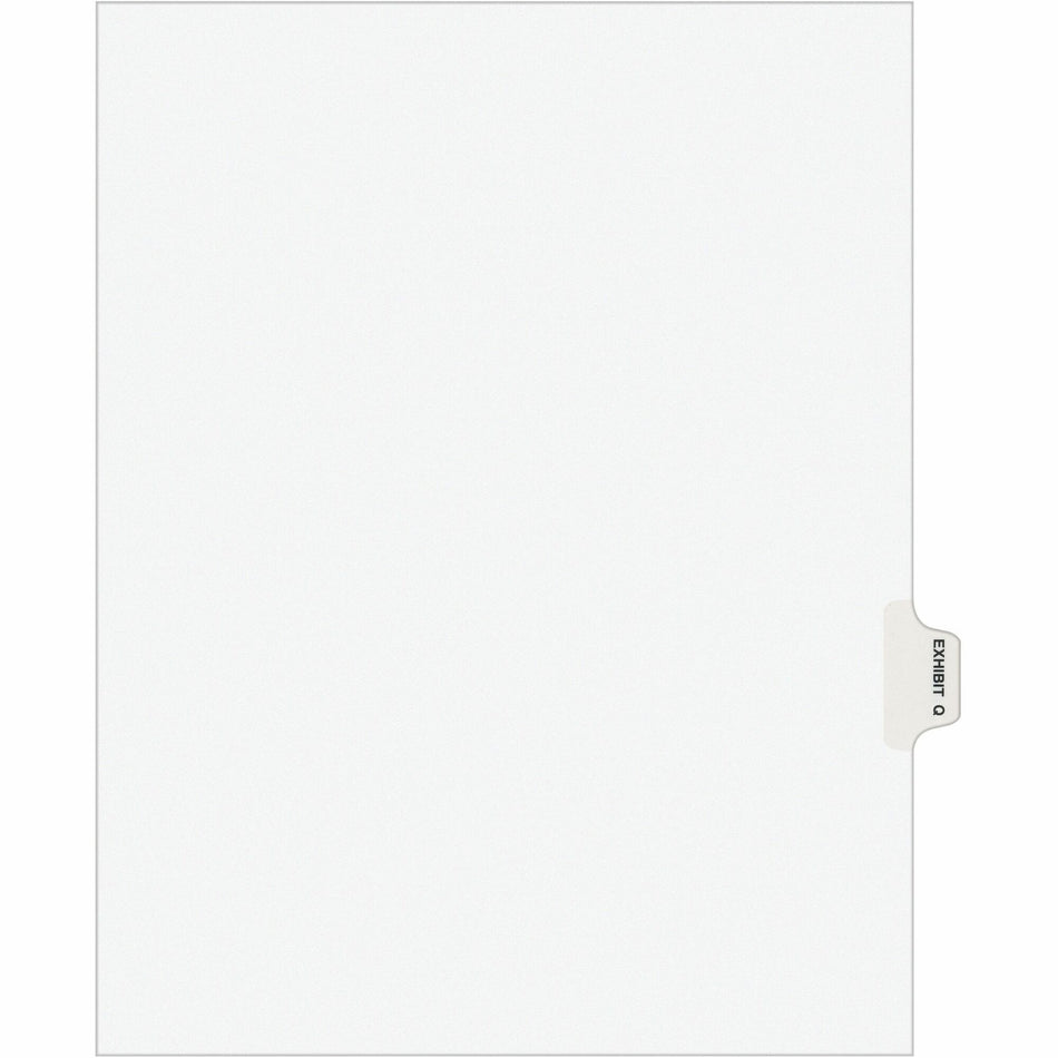 Avery® Individual Legal Exhibit Dividers - Avery Style - 1 Printed Tab(s) - Character - Q - 8.5" Divider Width x 11" Divider Length - Letter - White Paper Divider - Paper Tab(s) - 20% Recycled - Reinforced Tab, Rip Proof, Unpunched - 25 / Pack