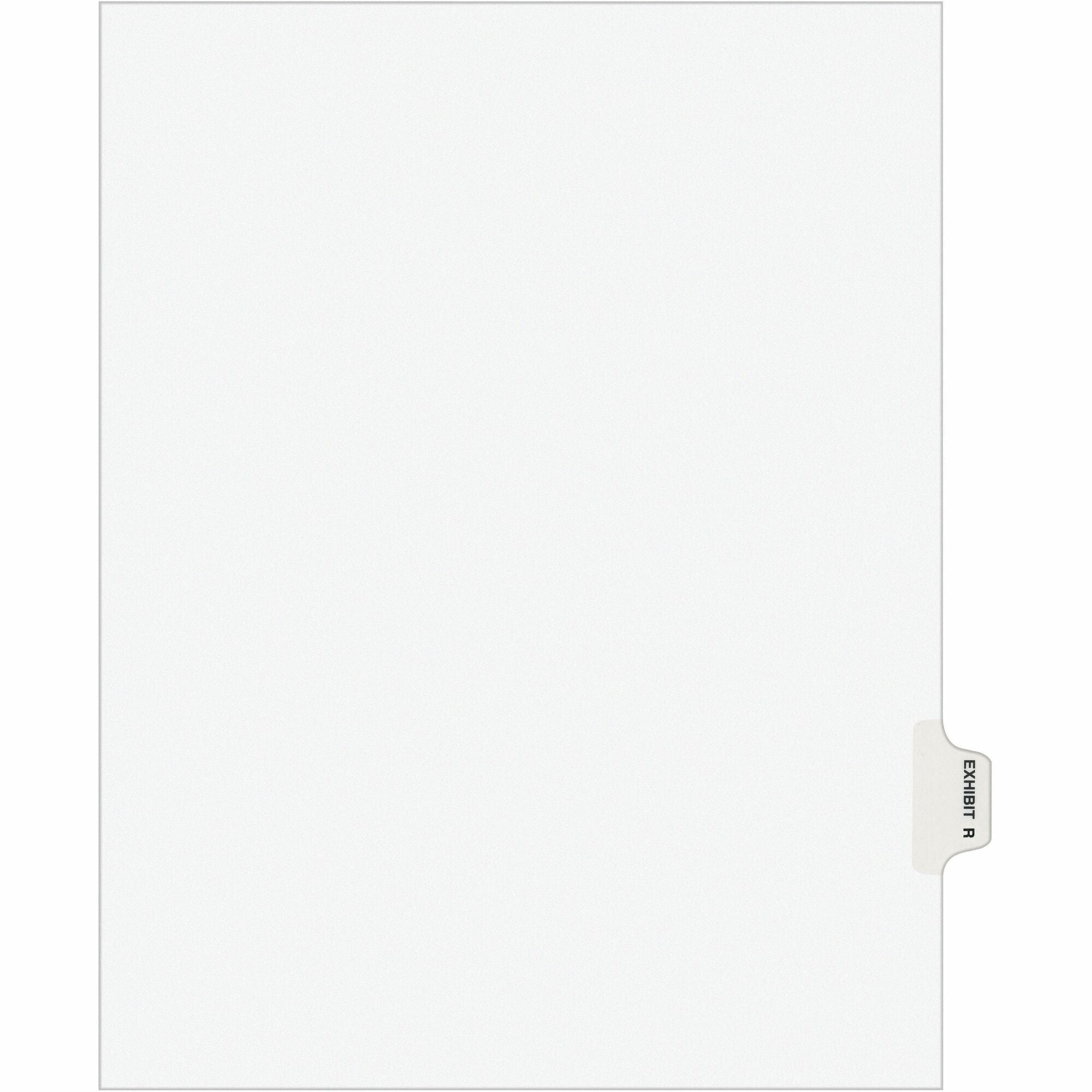 Avery® Individual Legal Exhibit Dividers - Avery Style - 1 Printed Tab(s) - Character - R - 8.5" Divider Width x 11" Divider Length - Letter - White Paper Divider - Paper Tab(s) - 20% Recycled - Reinforced Tab, Rip Proof, Unpunched - 25 / Pack
