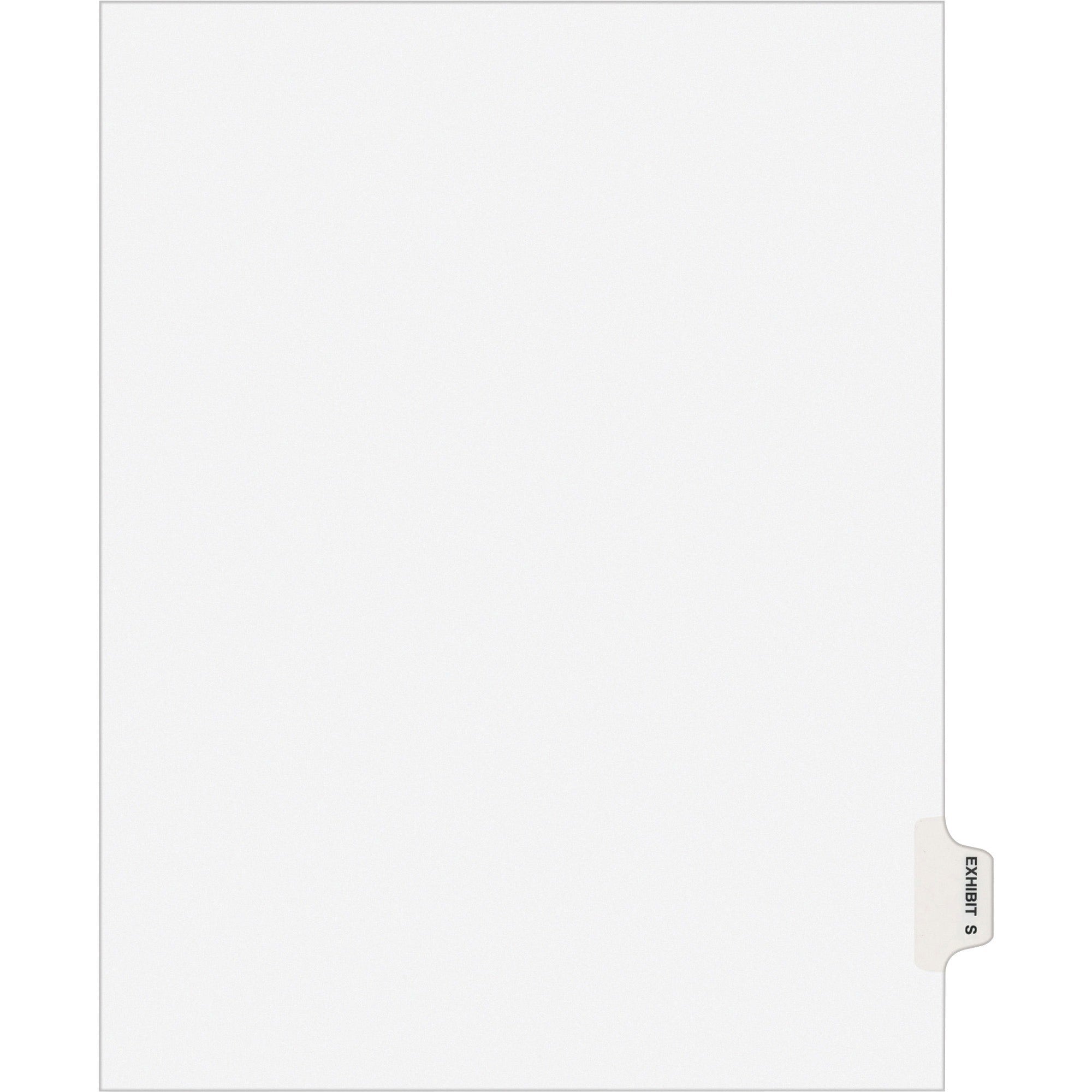 Avery® Individual Legal Exhibit Dividers - Avery Style - 1 Printed Tab(s) - Character - S - 8.5" Divider Width x 11" Divider Length - Letter - White Paper Divider - Paper Tab(s) - 20% Recycled - Reinforced Tab, Rip Proof, Unpunched - 25 / Pack