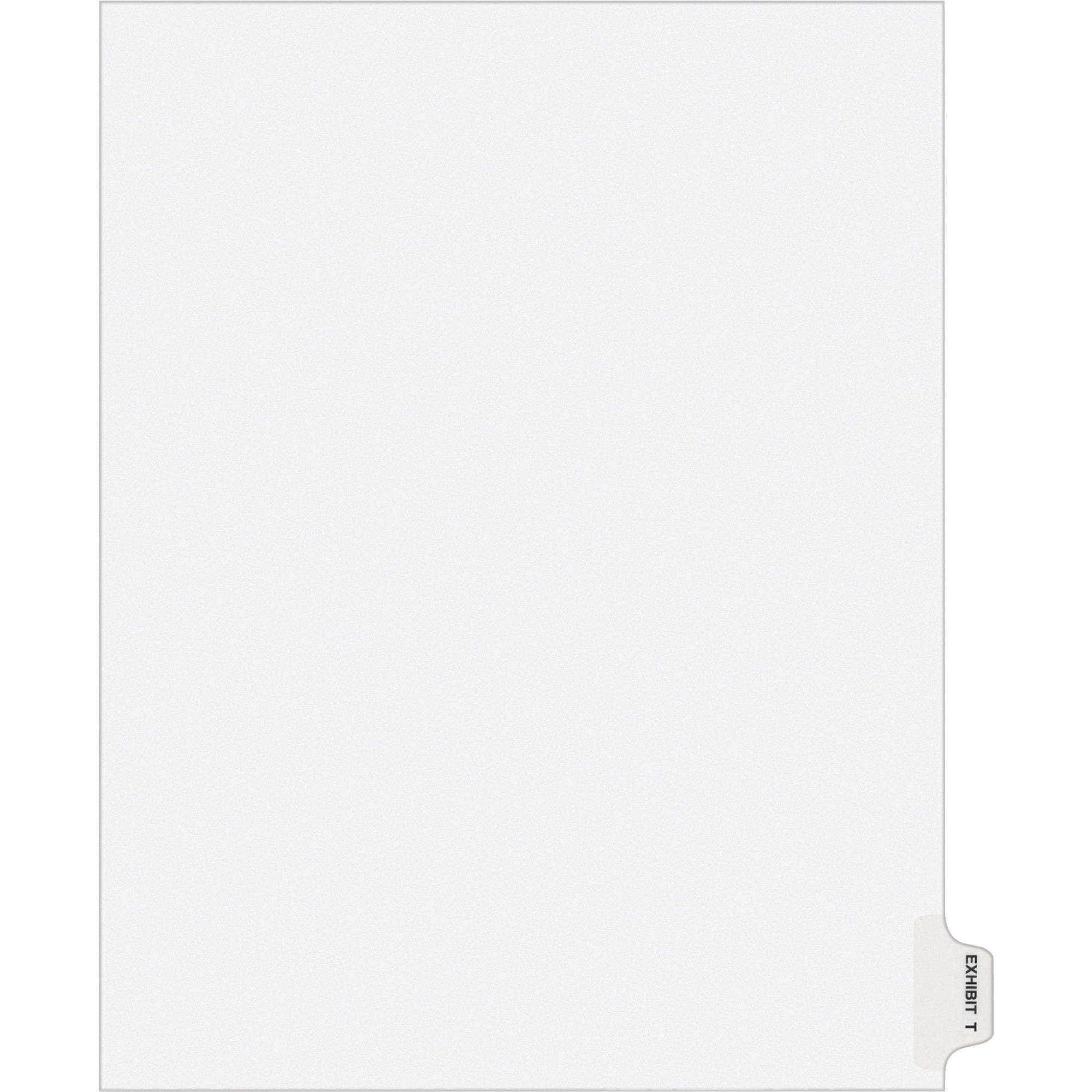 Avery® Individual Legal Exhibit Dividers - Avery Style - 1 Printed Tab(s) - Character - T - 8.5" Divider Width x 11" Divider Length - Letter - White Paper Divider - Paper Tab(s) - 20% Recycled - Reinforced Tab, Rip Proof, Unpunched - 25 / Pack