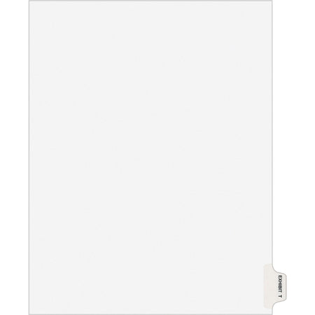 Avery® Individual Legal Exhibit Dividers - Avery Style - 1 Printed Tab(s) - Character - T - 8.5" Divider Width x 11" Divider Length - Letter - White Paper Divider - Paper Tab(s) - 20% Recycled - Reinforced Tab, Rip Proof, Unpunched - 25 / Pack