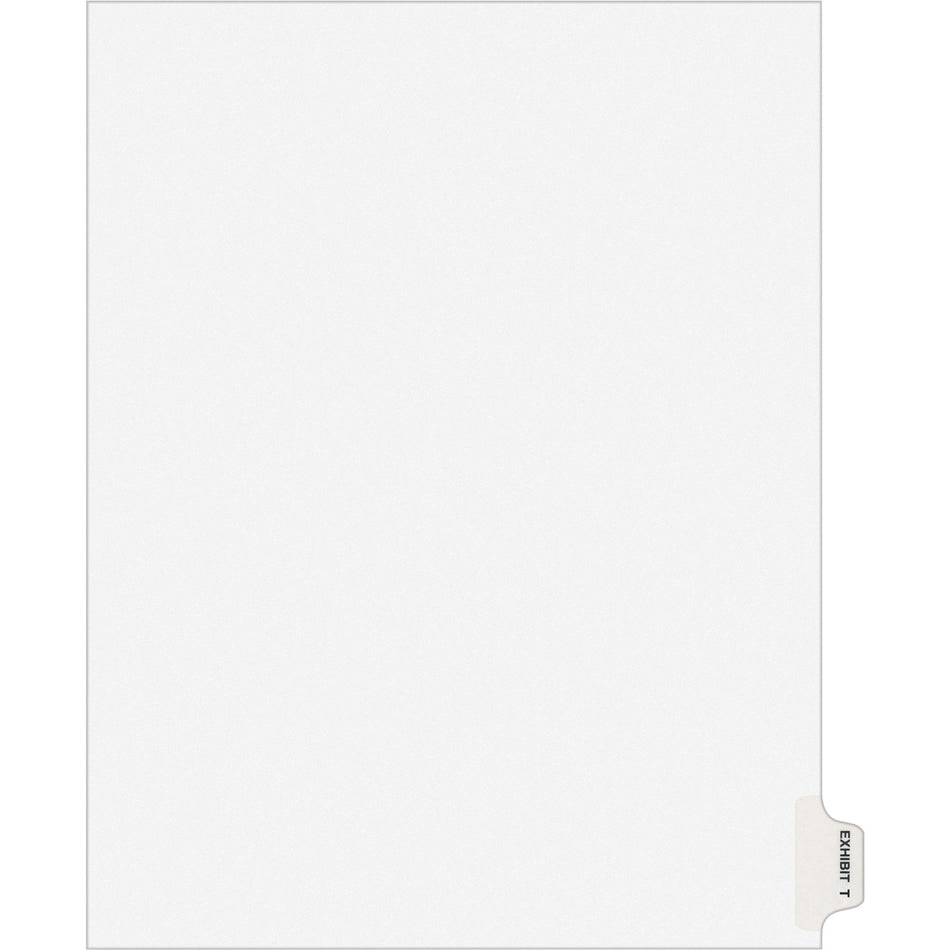 Avery® Individual Legal Exhibit Dividers - Avery Style - 1 Printed Tab(s) - Character - T - 8.5" Divider Width x 11" Divider Length - Letter - White Paper Divider - Paper Tab(s) - 20% Recycled - Reinforced Tab, Rip Proof, Unpunched - 25 / Pack