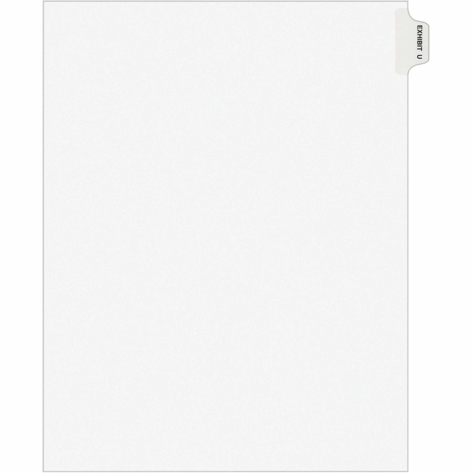 Avery® Individual Legal Exhibit Dividers - Avery Style - 1 Printed Tab(s) - Character - U - 8.5" Divider Width x 11" Divider Length - Letter - White Paper Divider - Paper Tab(s) - 20% Recycled - Reinforced Tab, Rip Proof, Unpunched - 25 / Pack