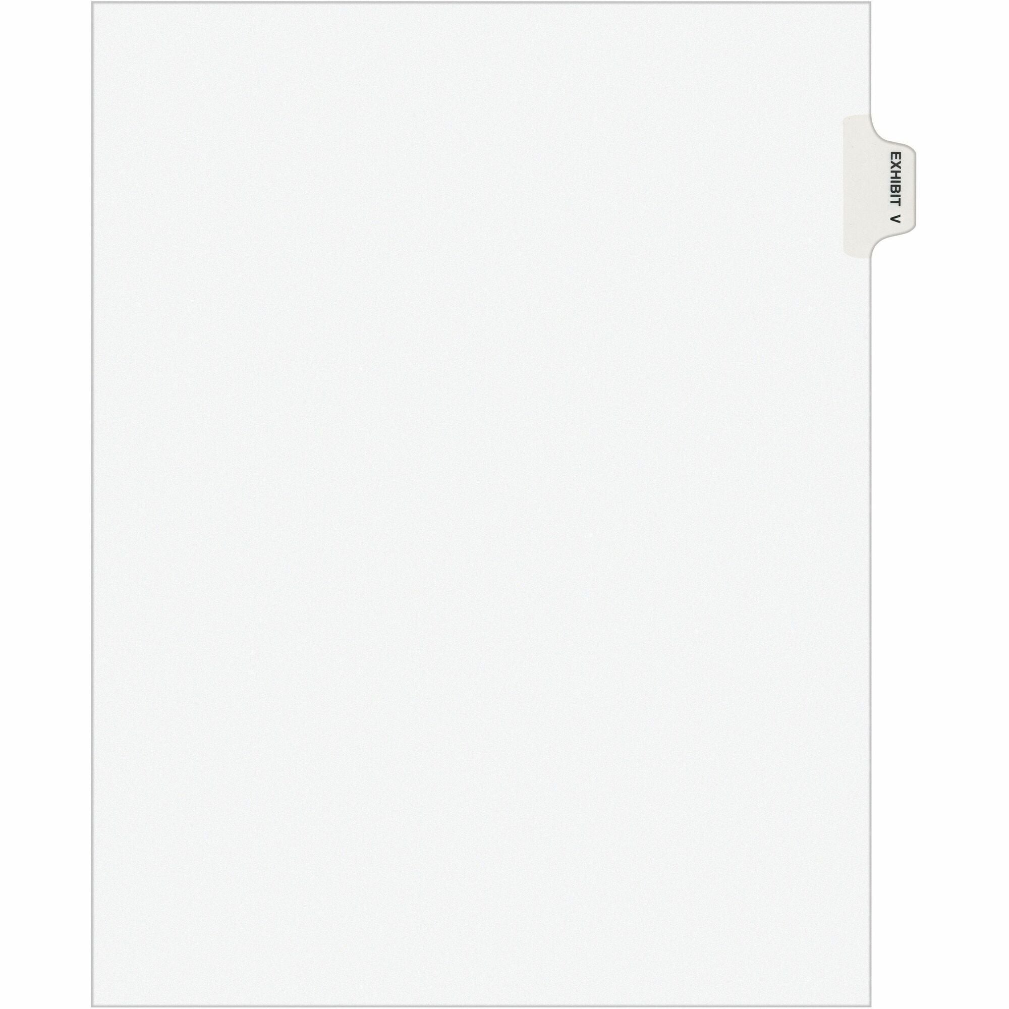 Avery® Individual Legal Exhibit Dividers - Avery Style - 1 Printed Tab(s) - Character - V - 8.5" Divider Width x 11" Divider Length - Letter - White Paper Divider - Paper Tab(s) - 20% Recycled - Reinforced Tab, Rip Proof, Unpunched - 25 / Pack