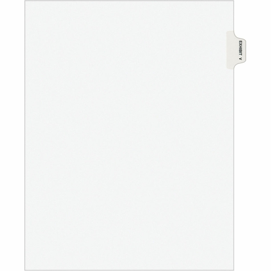 Avery® Individual Legal Exhibit Dividers - Avery Style - 1 Printed Tab(s) - Character - V - 8.5" Divider Width x 11" Divider Length - Letter - White Paper Divider - Paper Tab(s) - 20% Recycled - Reinforced Tab, Rip Proof, Unpunched - 25 / Pack