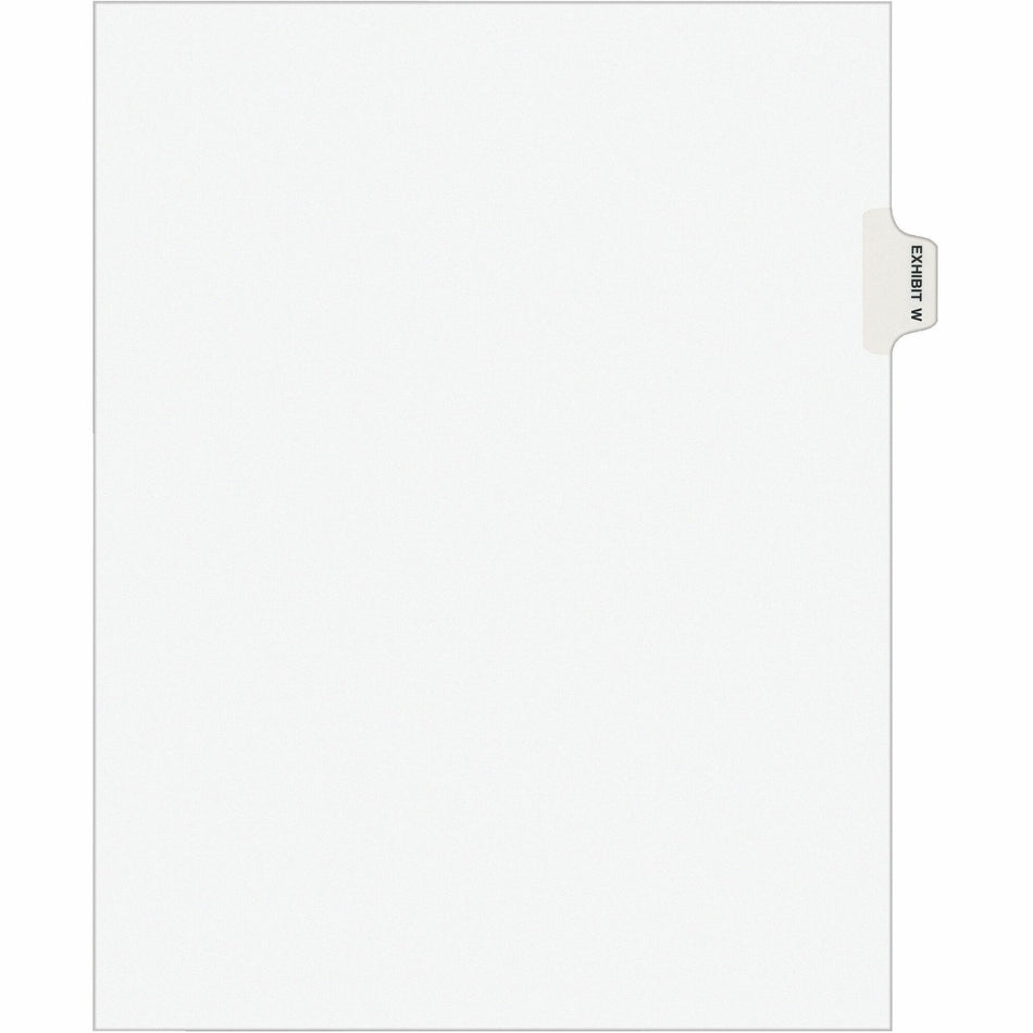 Avery® Individual Legal Exhibit Dividers - Avery Style - 1 Printed Tab(s) - Character - W - 8.5" Divider Width x 11" Divider Length - Letter - White Paper Divider - Paper Tab(s) - 20% Recycled - Reinforced Tab, Rip Proof, Unpunched - 25 / Pack