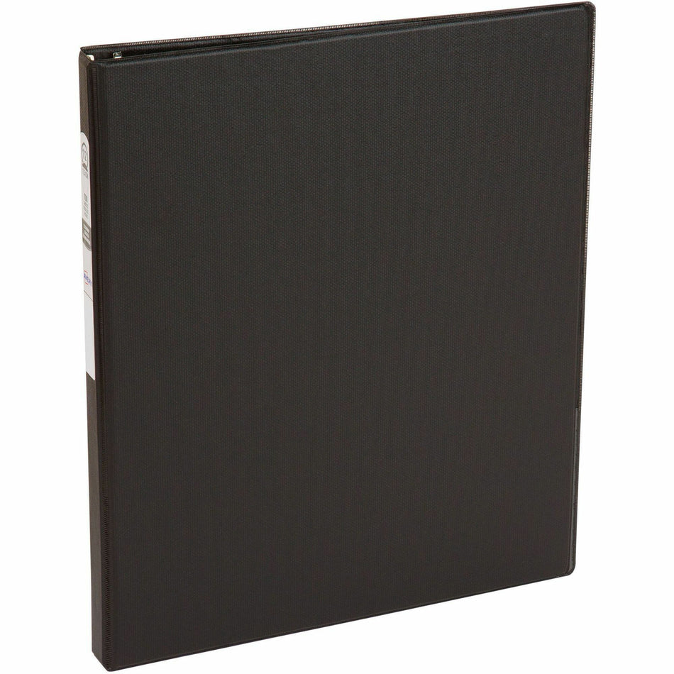 Avery®Economy Binder - 1/2" Binder Capacity - Letter - 8 1/2" x 11" Sheet Size - 100 Sheet Capacity - 3 Ring(s) - Fastener(s): Round Ring - Pocket(s): 2, Internal - Vinyl - Black - Recycled - Stain Resistant - 1 Each
