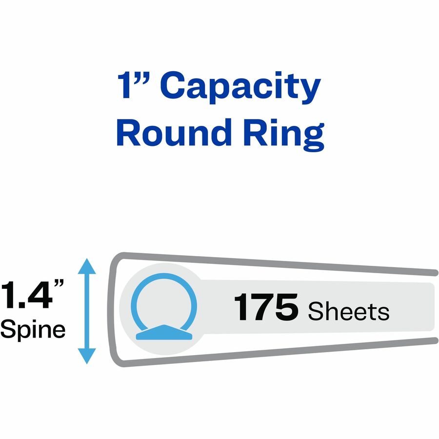 Avery®Economy Binder - 1" Binder Capacity - Letter - 8 1/2" x 11" Sheet Size - 175 Sheet Capacity - 3 Ring(s) - Fastener(s): Round Ring - Pocket(s): 2, Internal - Vinyl - Royal Blue - Recycled - Non Locking Mechanism - 1 Each