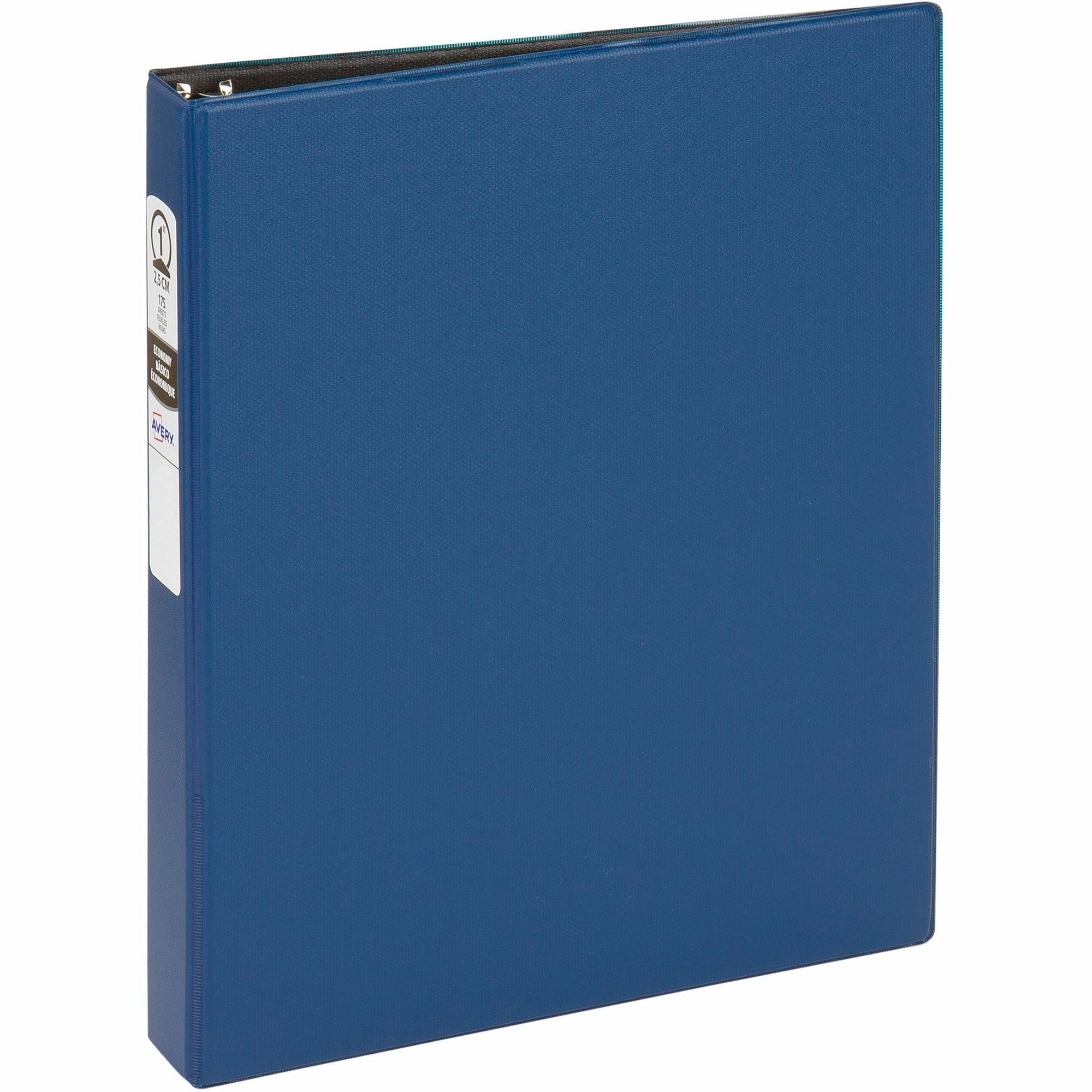 Avery®Economy Binder - 1" Binder Capacity - Letter - 8 1/2" x 11" Sheet Size - 175 Sheet Capacity - 3 Ring(s) - Fastener(s): Round Ring - Pocket(s): 2, Internal - Vinyl - Royal Blue - Recycled - Non Locking Mechanism - 1 Each