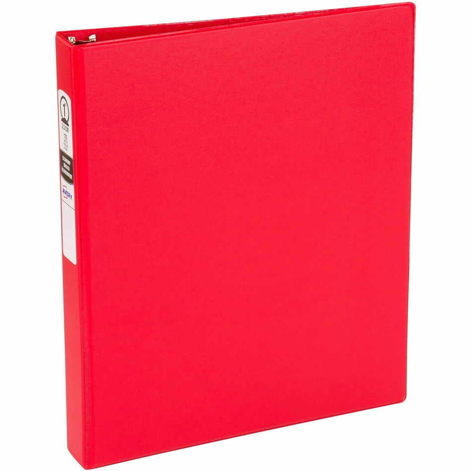 Avery®Economy Binder - 1" Binder Capacity - Letter - 8 1/2" x 11" Sheet Size - 175 Sheet Capacity - 3 Ring(s) - Fastener(s): Round Ring - Pocket(s): 2, Internal - Vinyl - Red - Recycled - Non Locking Mechanism - 1 Each