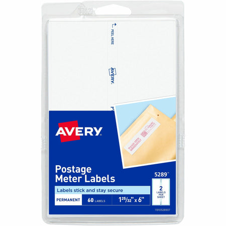 Avery®  Address Label - 1 3/16" Width x 6" Length - Permanent Adhesive - Rectangle - White - Paper - 2 / Sheet - 30 Total Sheets - 60 Total Label(s) - 60 / Pack