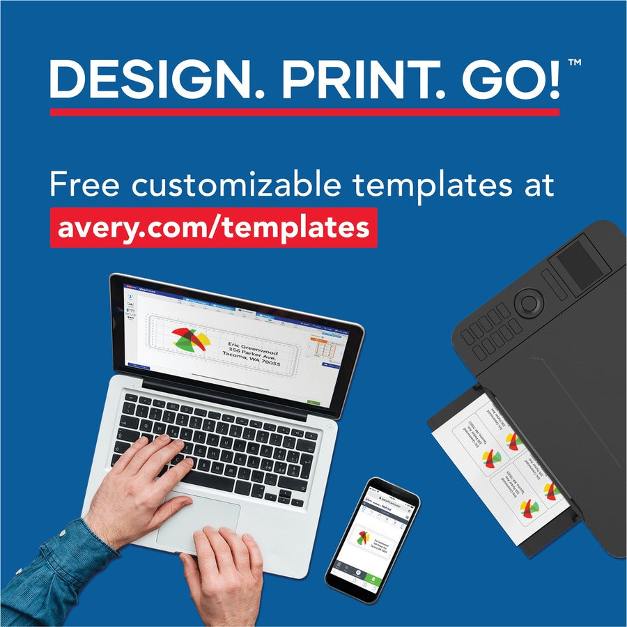 Avery®  Removable ID Labels - 4" Width x 2" Length - Removable Adhesive - Rectangle - Laser, Inkjet - White - Self-adhesive - 100 / Pack