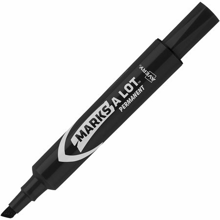 Avery®Marks-A-Lot Desk-Style Permanent Markers - 4.762500 mm Regular Chisel Marker Point - Black Ink - Black Plastic Barrel - 1 Dozen