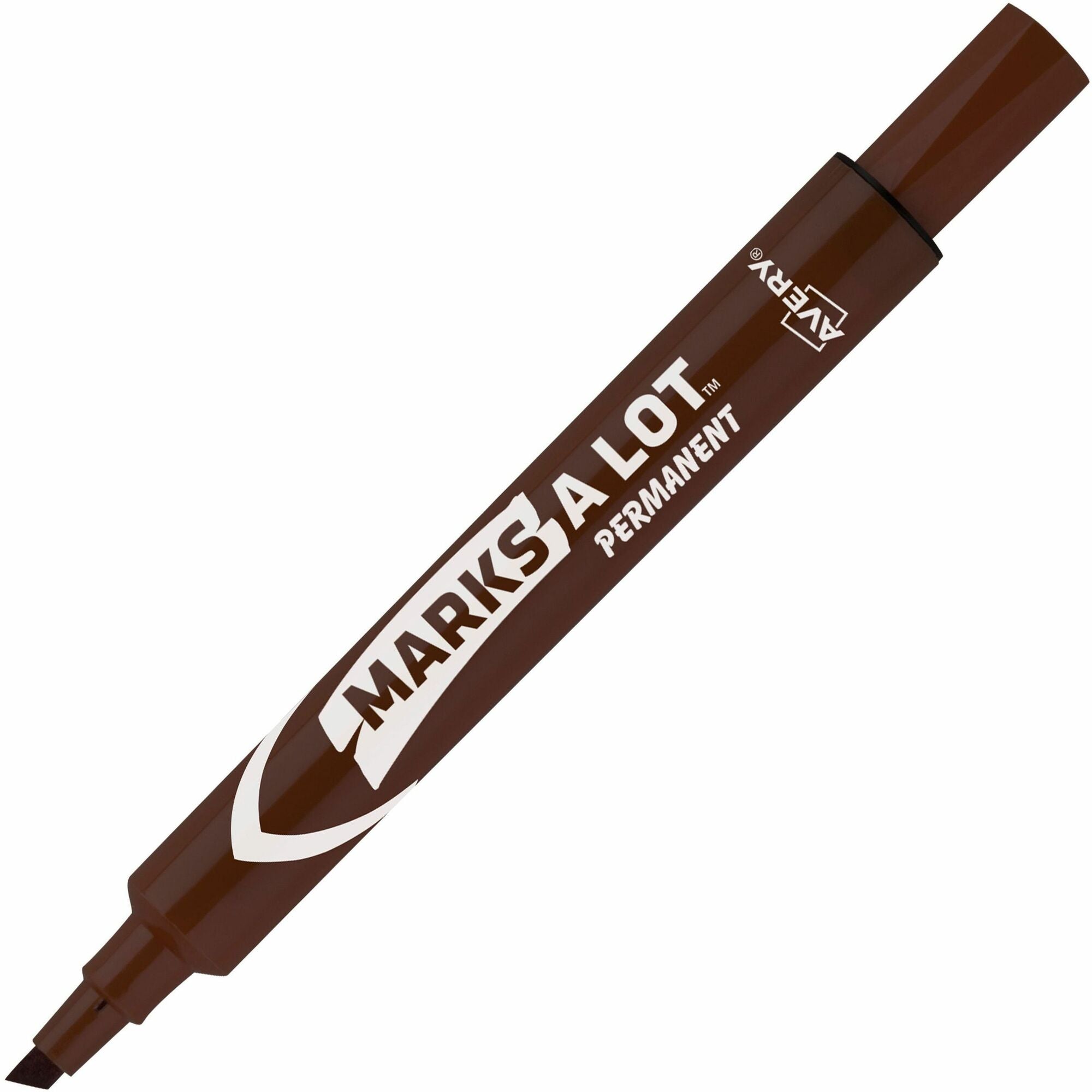 Avery®Marks A Lot Marks-A-Lot Desk-Style Permanent Markers - Large - 4.7625 mm Chisel Marker Point - Brown Ink - Brown Plastic Barrel - 1 Dozen