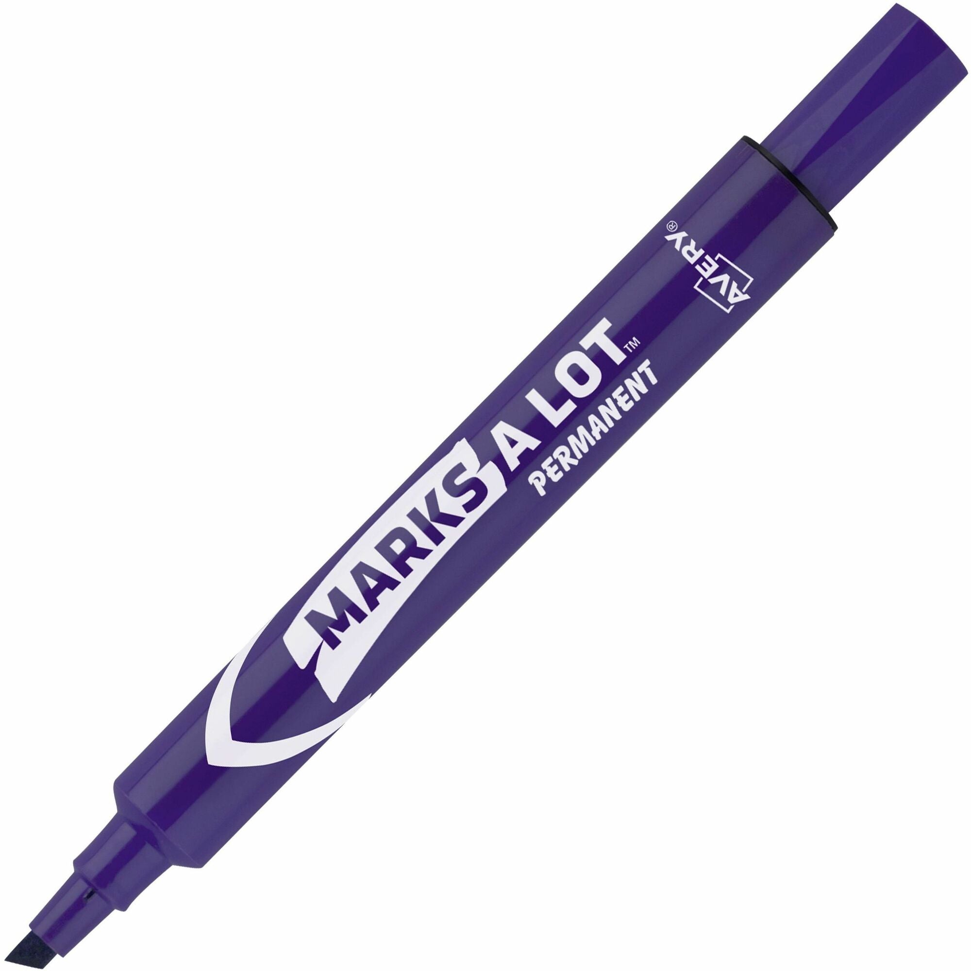 Avery®Marks A Lot Large Desk-Style Permanent Markers - 4.7625 mm Chisel Marker Point - Purple Ink - Purple Plastic Barrel - 1 Dozen