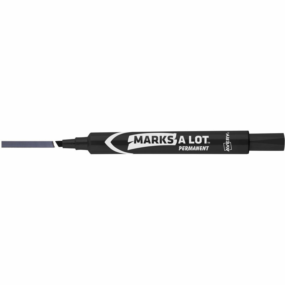 Avery®Marks A Lot Marks A Lot Permanent Markers - Large Desk-Style Size - 4.762500 mm Chisel Marker Point - Black Ink - Black Barrel - 1 Dozen