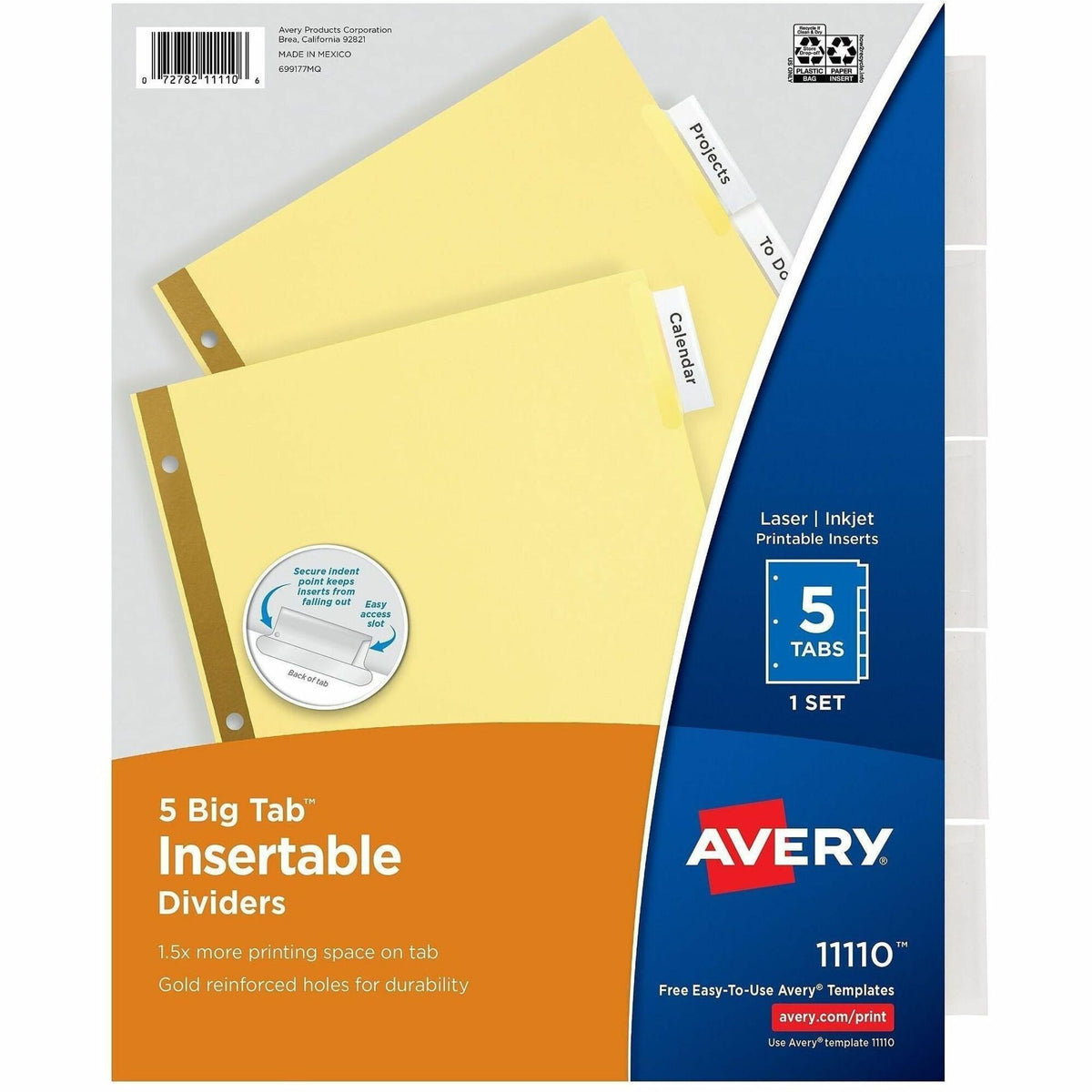 Avery&reg; Big Tab Insertable Dividers - Reinforced Gold Edge - 2000