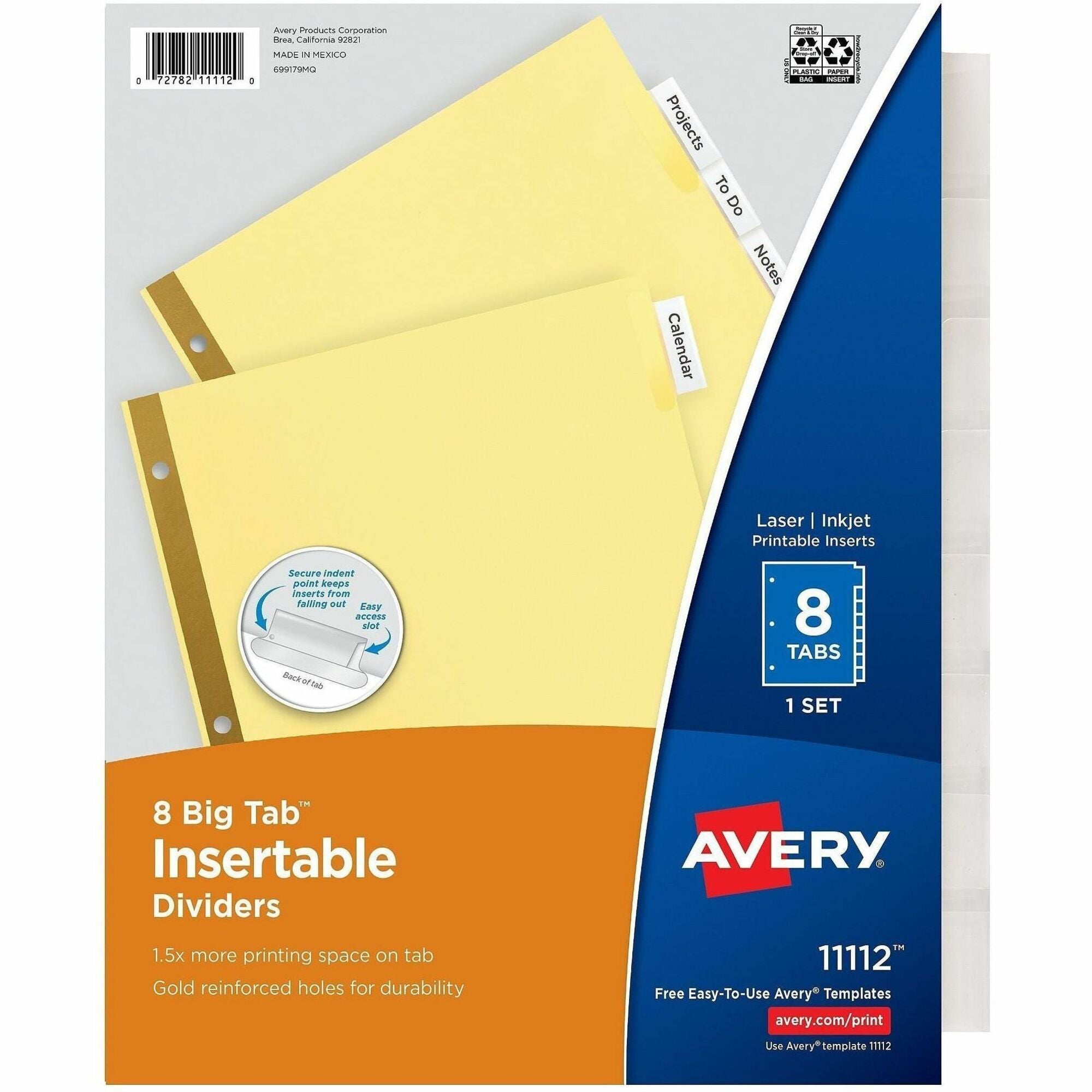 Avery&reg; Big Tab Insertable Dividers - Reinforced Gold Edge - 2000