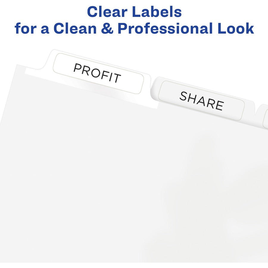 Avery® Print & Apply Clear Label Dividers - Index Maker Easy Peel Printable Labels - 5 x Divider(s) - Blank Tab(s) - 5 Tab(s)/Set - 8.5" Divider Width x 11" Divider Length - Letter - White Divider - White Tab(s) - 20% Recycled - Punched - 5 / Pack