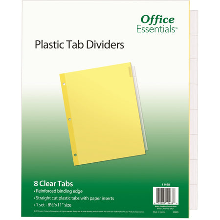 Avery® Office Essentials Insertable Dividers - 8 x Divider(s) - 8 - 8 Tab(s)/Set - 8.5" Divider Width x 11" Divider Length - 3 Hole Punched - Buff Paper Divider - Clear Plastic Tab(s) - 30% Recycled - 8 / Set