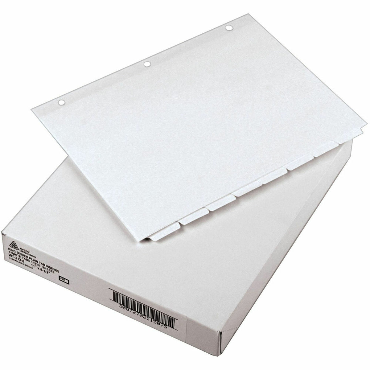 Avery® Plain Tab Write-On Dividers - 8 x Divider(s) - 8 Tab(s)/Set - 8.5" Divider Width x 11" Divider Length - Letter - 3 Hole Punched - White Tab(s) - 20% Recycled - Reinforced, Non-laminated - 24 / Box