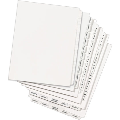 Avery® Standard Legal Dividers: 25-Tab Set, Letter Size, White Paper, 20% Recycled