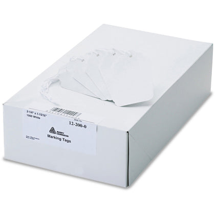 Avery® Marking Tags, Strung, 3-1/4" x 1-15/16" , 1,000 Tags (12200) - 3.25" Length x 1.94" Width - Rectangular - Twine Fastener - Polyester, Cotton - White - 1000 / Box