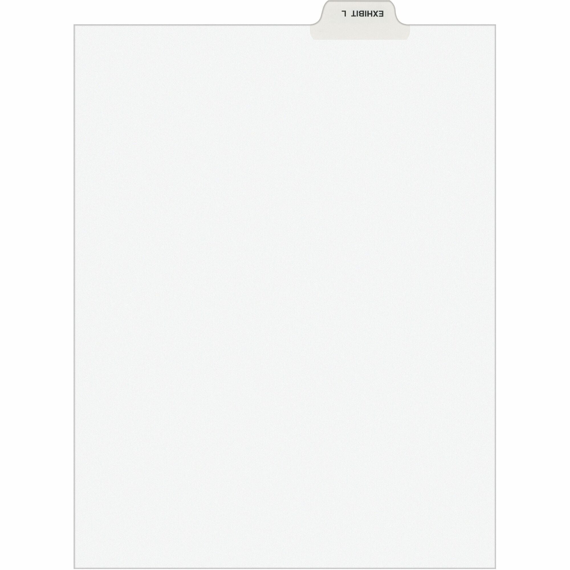 Avery® Individual Bottom Tab Legal Dividers - 25 x Divider(s) - Bottom Tab(s) - Exhibit L - 1 Tab(s)/Set - 8.5" Divider Width x 11" Divider Length - Letter - 8.50" Width x 11" Length - White Paper Divider - 20% Recycled - 25 / Pack