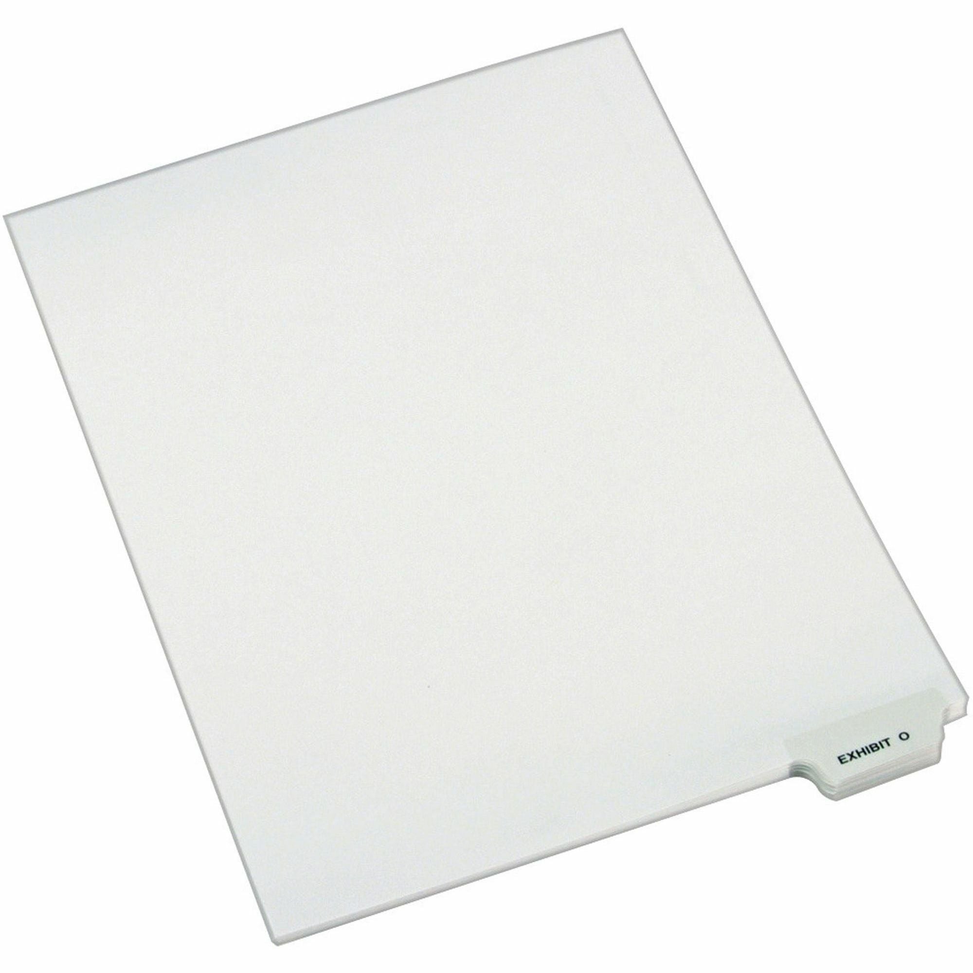Avery® Individual Bottom Tab Legal Dividers - 25 x Divider(s) - Bottom Tab(s) - Exhibit O - 1 Tab(s)/Set - 8.5" Divider Width x 11" Divider Length - Letter - 8.50" Width x 11" Length - White Paper Divider - 20% Recycled - 25 / Pack