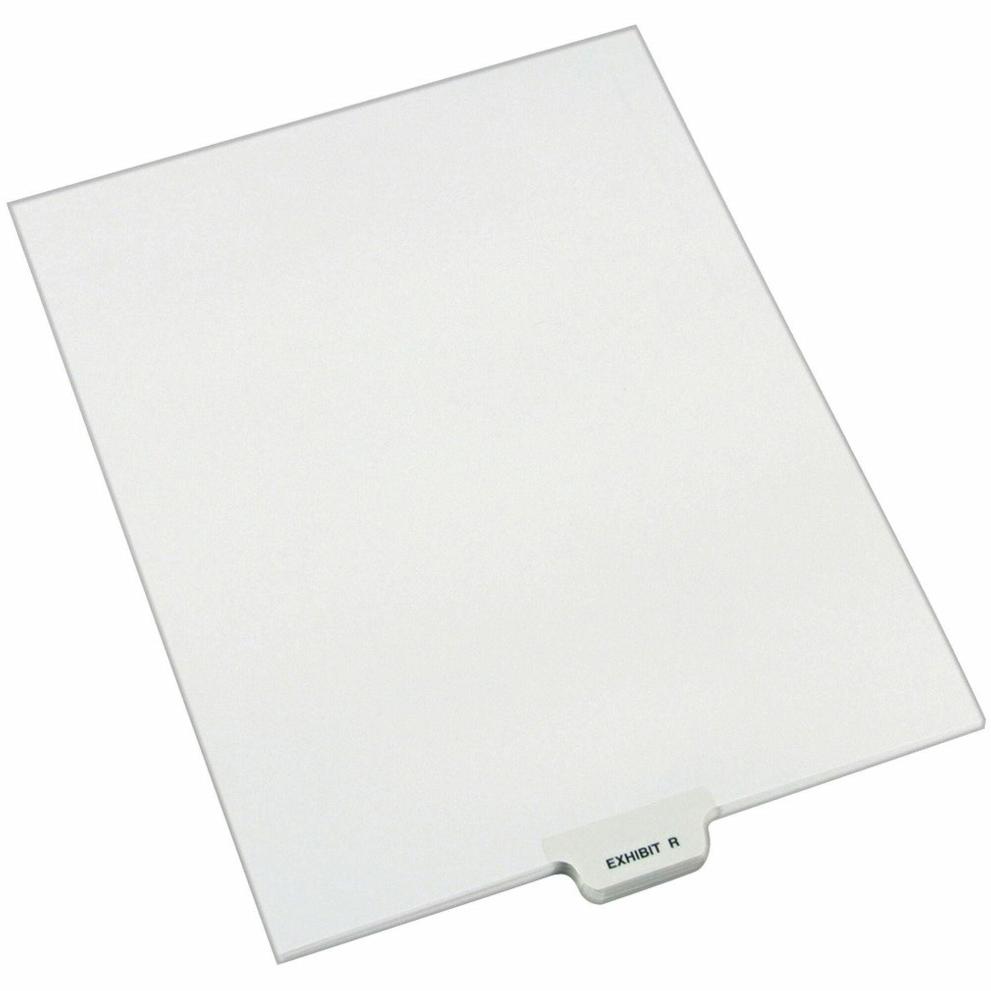 Avery® Individual Bottom Tab Legal Dividers - 25 x Divider(s) - Bottom Tab(s) - Exhibit R - 1 Tab(s)/Set - 8.5" Divider Width x 11" Divider Length - Letter - 8.50" Width x 11" Length - White Paper Divider - 20% Recycled - 25 / Pack