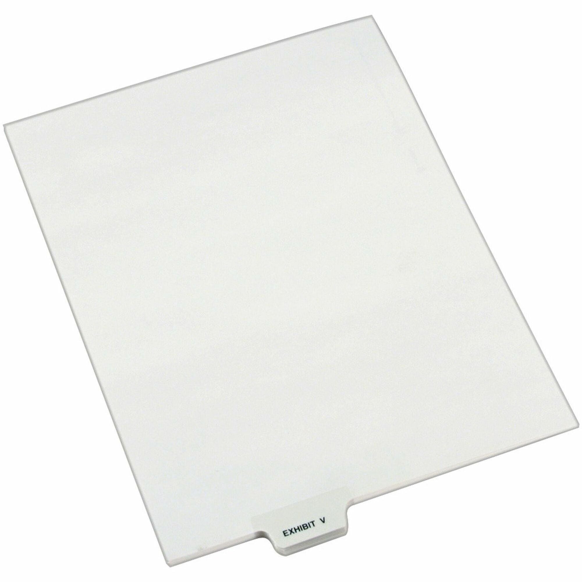 Avery® Individual Bottom Tab Legal Dividers - 25 x Divider(s) - Bottom Tab(s) - Exhibit V - 1 Tab(s)/Set - 8.5" Divider Width x 11" Divider Length - Letter - 8.50" Width x 11" Length - White Paper Divider - 20% Recycled - 25 / Pack
