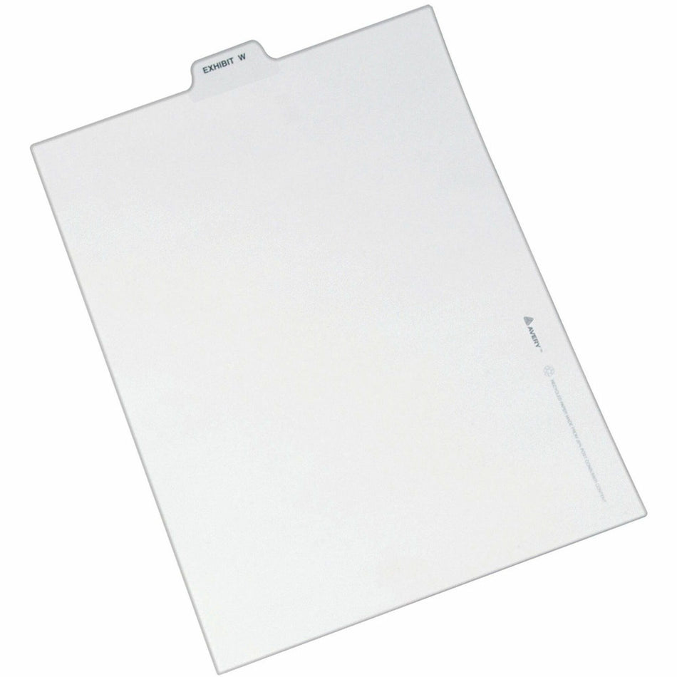 Avery® Individual Bottom Tab Legal Dividers - 25 x Divider(s) - Bottom Tab(s) - Exhibit W - 1 Tab(s)/Set - 8.5" Divider Width x 11" Divider Length - Letter - 8.50" Width x 11" Length - White Paper Divider - 20% Recycled - 25 / Pack