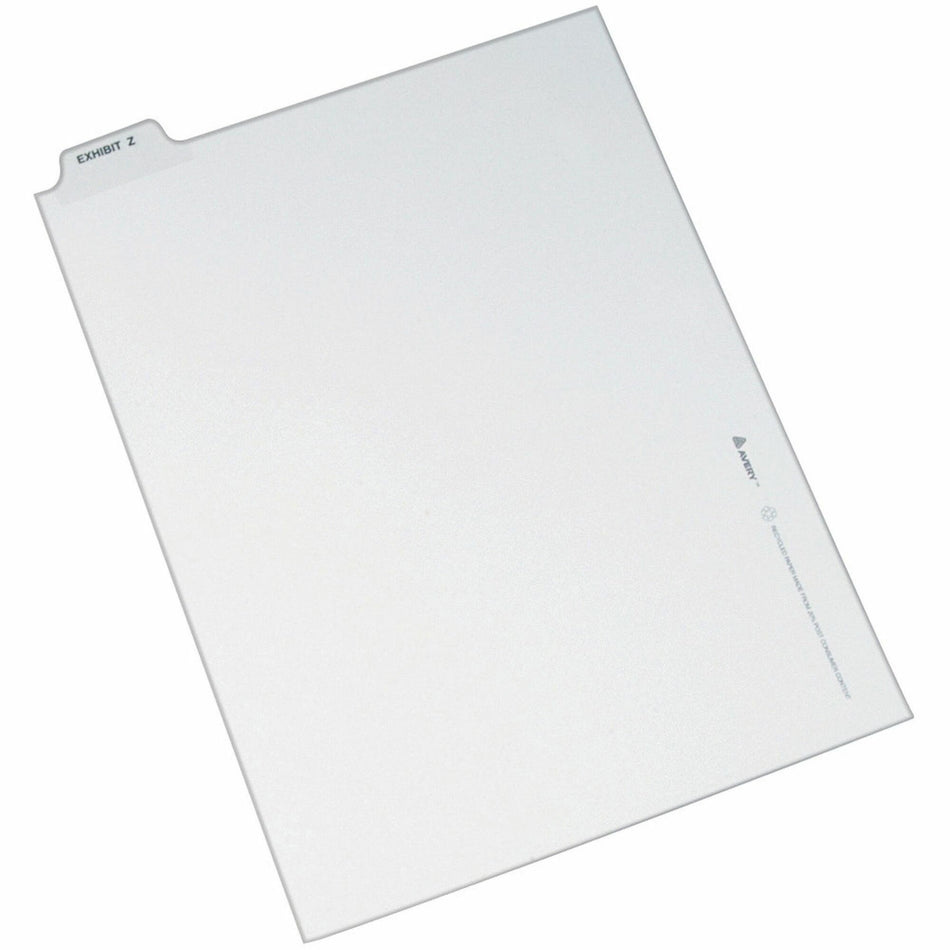 Avery® Individual Bottom Tab Legal Dividers - 25 x Divider(s) - Bottom Tab(s) - Exhibit Z - 1 Tab(s)/Set - 8.5" Divider Width x 11" Divider Length - Letter - 8.50" Width x 11" Length - White Paper Divider - 20% Recycled - 25 / Pack