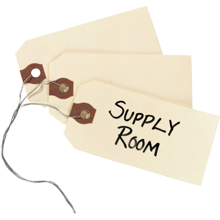 Avery® Shipping Tags with Wire, 11.5 pt. Stock, 3-3/4" x 1-7/8" , 1,000 Manila Hang Tags - #26 - 3.75" Length x 1.87" Width - Rectangular - Wire Fastener - Card Stock - Manila - 1000 / Box