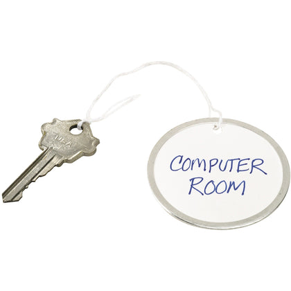 Avery® 2-1/4" Metal Rim Key Tags, Strung, White, 500 Tags (14316) - 2.25" Diameter - Round - String Fastener - Metal, Card Stock - White - 500 / Box
