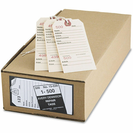 Avery® Repair Tags, Manila, Strung, 5-1/4" x 2-5/8" ,500 Tags (15030) - 5.25" Length x 2.63" Width - Rectangular - 1 to 500 Print Serial - String Fastener - Card Stock - Manila - 500 / Box