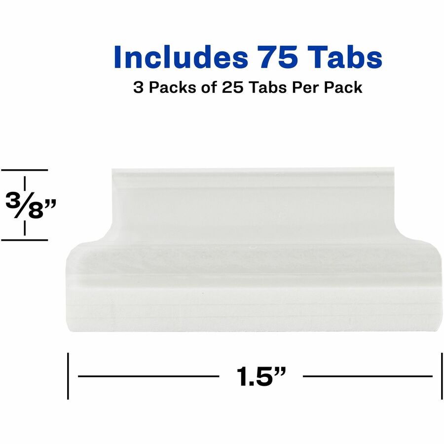 Avery®  Index Tabs with Printable Inserts - Print-on Tab(s) - 1.50" Tab Height - Self-adhesive, Permanent - Clear Plastic Tab(s) - 25 / Pack