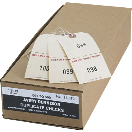 Avery® Duplicate Auto Park Tags, Manila, Strung, 4-3/4" x 2-3/8" , 500 Tags (18670) - 4.75" Length x 2.38" Width - Rectangular - 1 to 500 Print Serial - Twine Fastener - Paper - Manila - 500 / Box