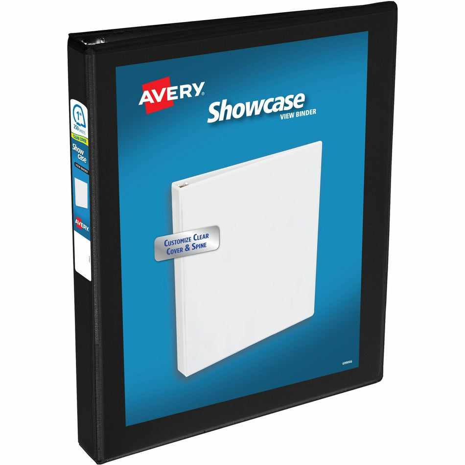 Avery®Showcase Economy View Binder - 1" Binder Capacity - Letter - 8 1/2" x 11" Sheet Size - 175 Sheet Capacity - Fastener(s): Ring - Pocket(s): 2, Internal - Black - 14.72 oz - 1 Each