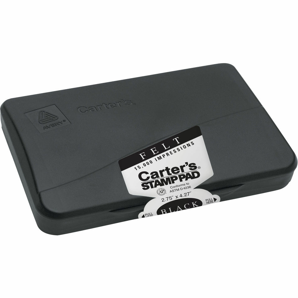 Carter's®  Felt Black Stamp Pad, 2.75" x 4.27" (21081) - 2.8" Width x 4.3" Length - Felt Pad - Black Ink - Black - 1 Each