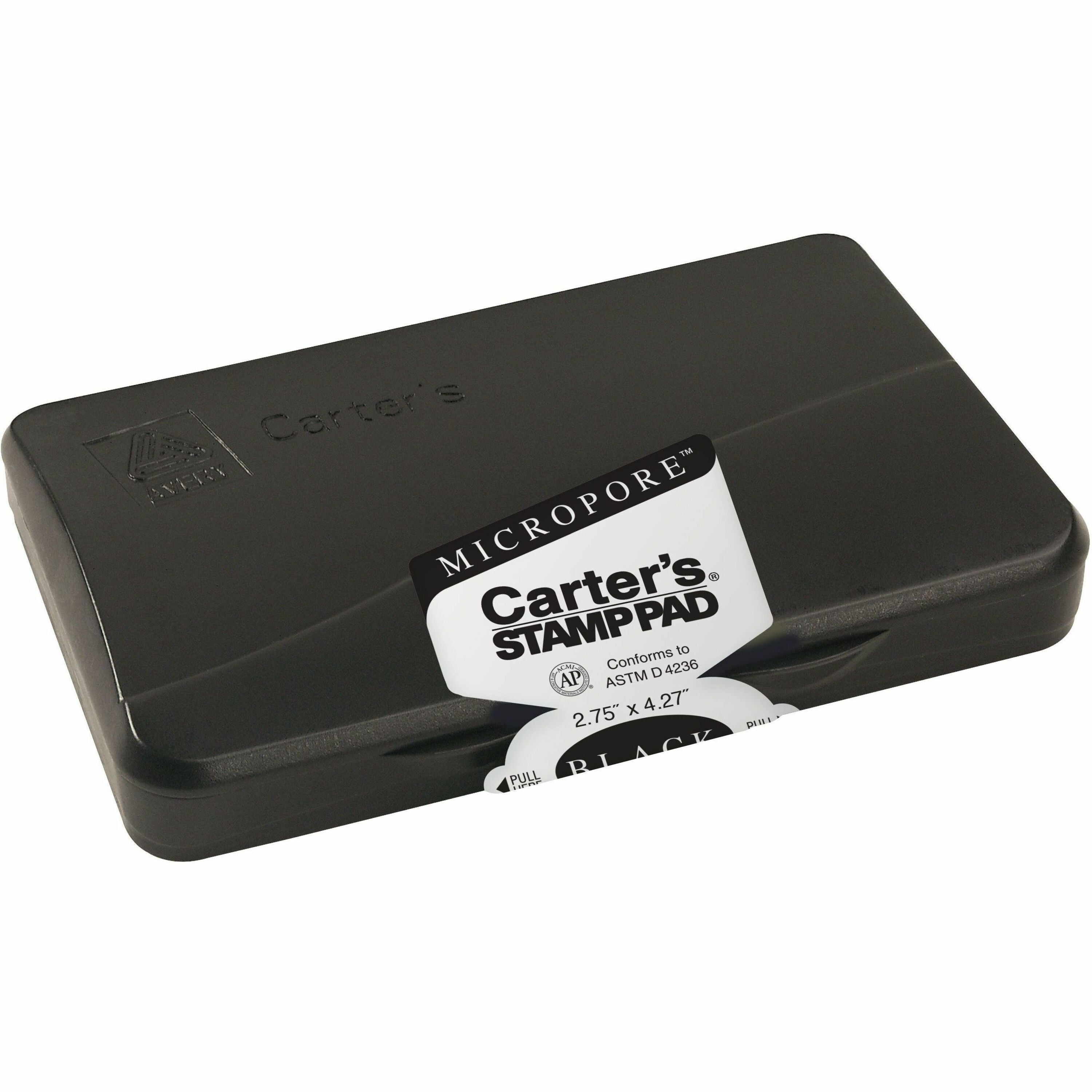 Carter's®  Micropore®  Black Stamp Pad, 2.75" x 4.27" - 2.8" Width x 4.3" Length - Black Ink - Black - 1 Each